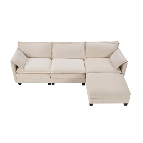 VidaNaticle 95" Boneless Modular Sectional Cloud Couch, Beige