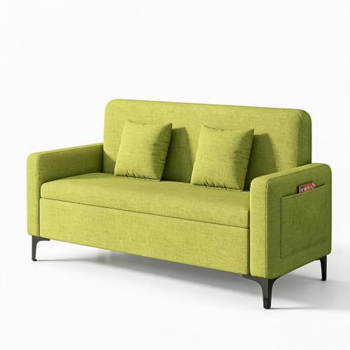 Upholstered Reception Sofa, Fabric Waiting Room Couch with Hidden Storage