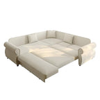 118" L-Shaped Sectional Sleeper Sofa Bed with Pull Out Couch, Dark Grey