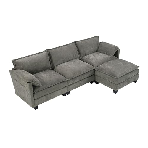 VidaNaticle 95" Boneless Modular Sectional Cloud Couch, Beige