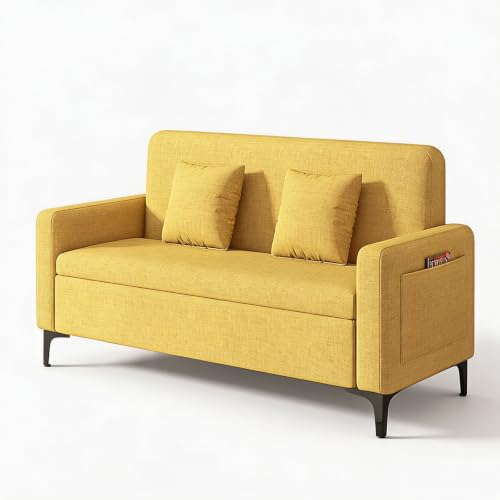 Upholstered Reception Sofa, Fabric Waiting Room Couch with Hidden Storage