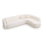 128" Cream White Chenille Upholstered Oversized Cloud Couch with Chaise for Living Room, Curved Corner Design, High-Density Foam, Deep Seating, No Assembly