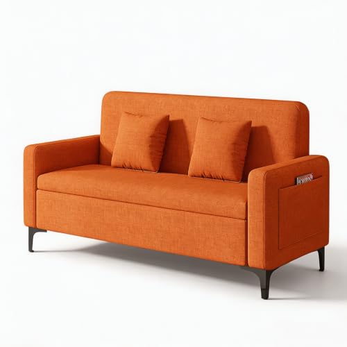Upholstered Reception Sofa, Fabric Waiting Room Couch with Hidden Storage