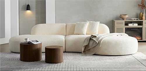 110''Modern Curved Sectional Sofa, Bread Shape Design,Upholstery Boucle Sofa Couch with Pillows,Luxury Sofa Couch for Living Room (Camel)