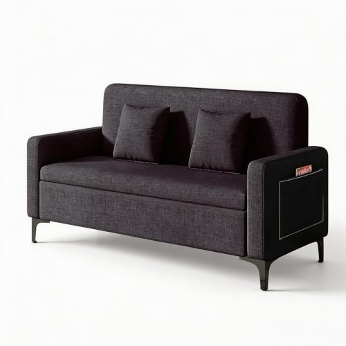 Upholstered Reception Sofa, Fabric Waiting Room Couch with Hidden Storage