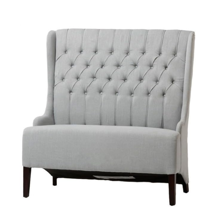 Tufted Upholstered Loveseat Sofa Chair, High Back Fabric Accent Bench Seating for Living Room Cafe Restaurant Reception Bedroom (Gray)