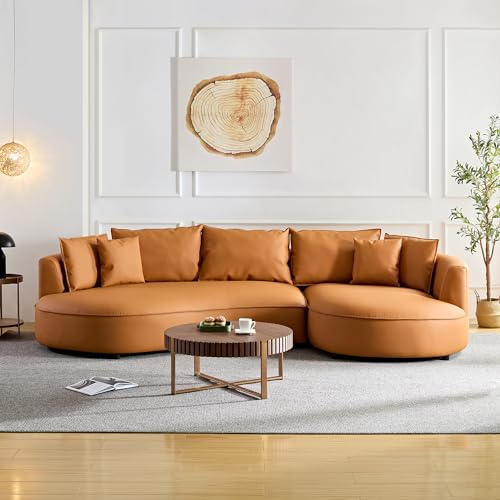125-Inch Beige Boucle Sectional Sofa, 5 Seats, Left-Facing Chaise