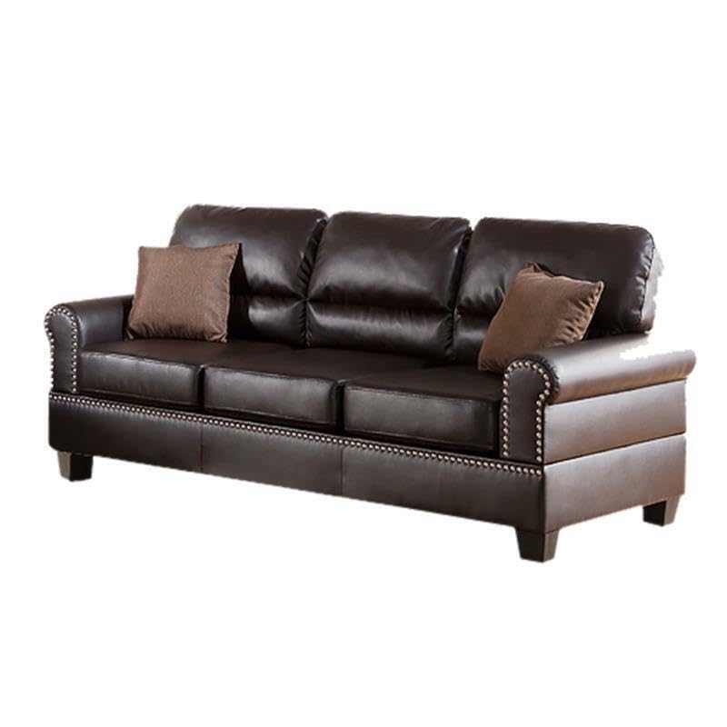 Tidyard Faux Leather 2-Piece Sofa Set with Loveseat, Contemporary Plush Couch for Living Room, Espresso Double Barrel Design, Includes Pillows