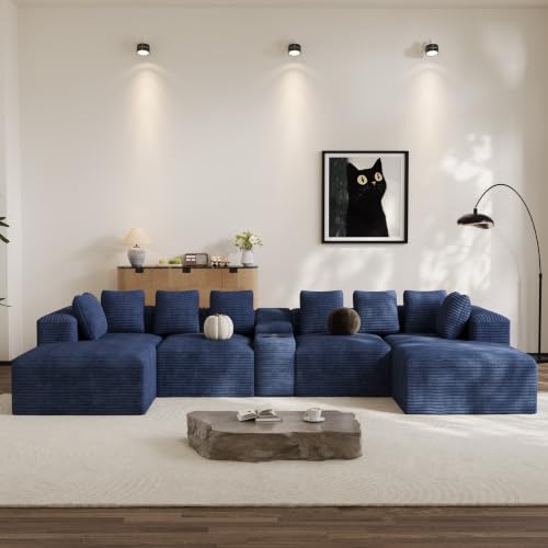 131" Oversized U-Shaped Cloud Sectional Sofa with Double Chaise, Blue
