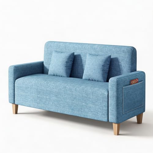 Upholstered Reception Sofa, Fabric Waiting Room Couch with Hidden Storage