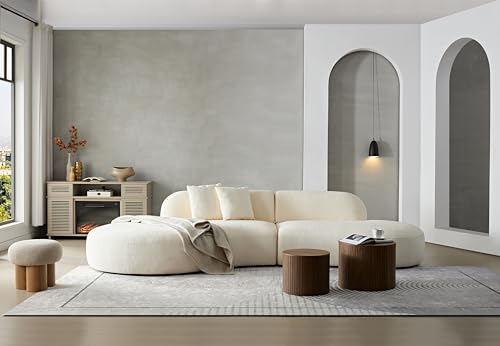 110''Modern Curved Sectional Sofa, Bread Shape Design,Upholstery Boucle Sofa Couch with Pillows,Luxury Sofa Couch for Living Room (Camel)