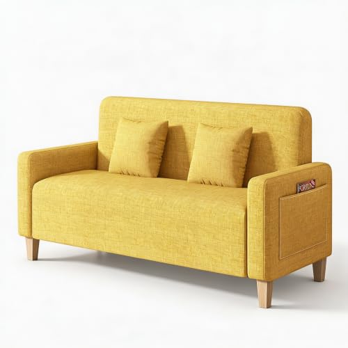 Upholstered Reception Sofa, Fabric Waiting Room Couch with Hidden Storage
