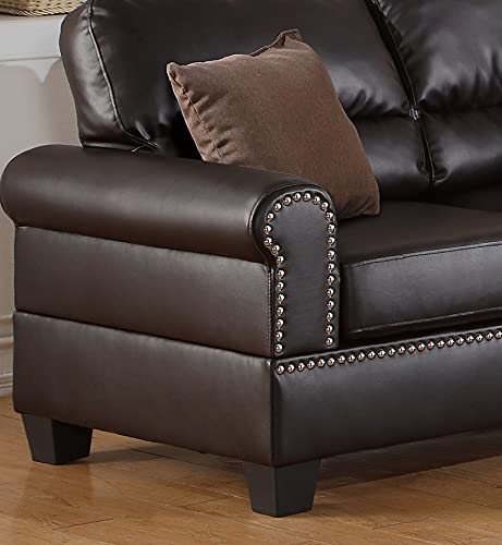 Tidyard Faux Leather 2-Piece Sofa Set with Loveseat, Contemporary Plush Couch for Living Room, Espresso Double Barrel Design, Includes Pillows