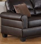 Tidyard Faux Leather 2-Piece Sofa Set with Loveseat, Contemporary Plush Couch for Living Room, Espresso Double Barrel Design, Includes Pillows