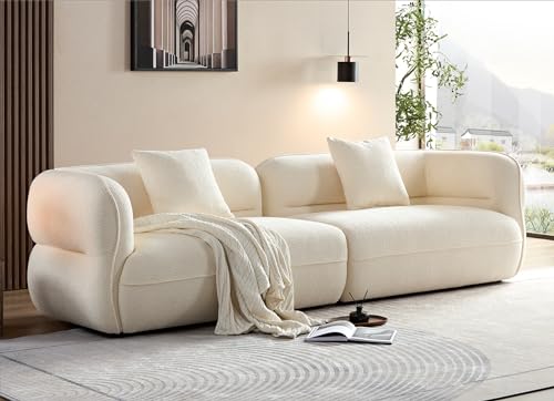 110''Modern Curved Sectional Sofa, Bread Shape Design,Upholstery Boucle Sofa Couch with Pillows,Luxury Sofa Couch for Living Room (Camel)