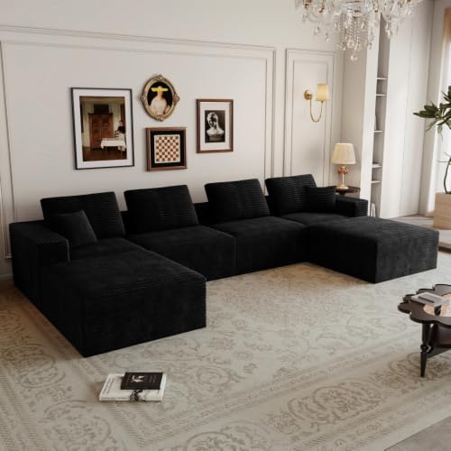 106.30 * 106.30" Modular sectional Sofa seat,Upholstered Compressed Couch for Living Room,Bedroom,Apartment,No Assembly Required,5 PC Free Combination (Black -)