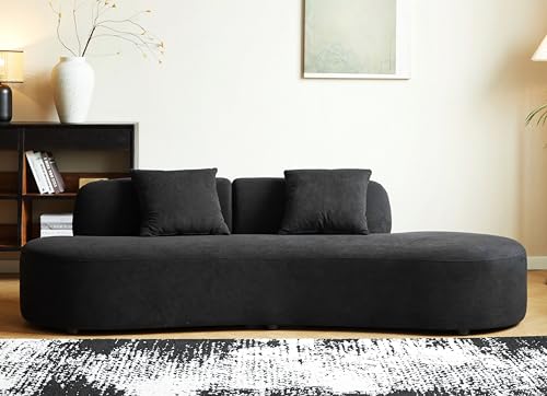 WILLIAMSPACE 132" Oversize Curved Sofa Couch for Living Room, Modern Luxury 2 Pieces Upholstered Cloud Sofa Curved Couch with Half Moon Design, Velvet 6 Seater Sofa for Apartment, No Assembly, Orange