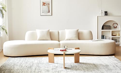 WILLIAMSPACE 132" Oversize Curved Sofa Couch for Living Room, Modern Luxury 2 Pieces Upholstered Cloud Sofa Curved Couch with Half Moon Design, Velvet 6 Seater Sofa for Apartment, No Assembly, Orange