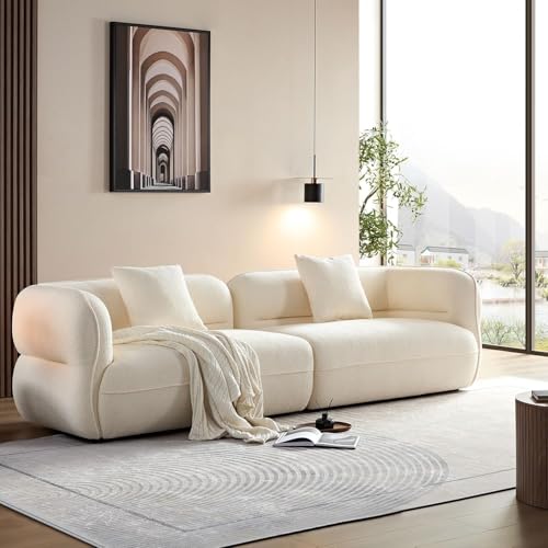 103" Luxury Curved Sofa, Modern Sectional Couches for Living Room, Brown