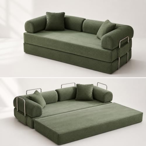 108" Modular Sectional Sofa Bed, L-Shaped Boneless Couch, Yellow