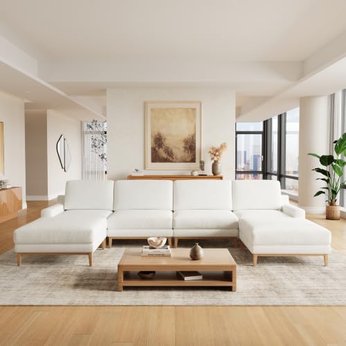 WJShome Oversized LoveSeat Modular Sectional Sofa, Wide Deep Seat Solid Wood Cloud Couch, FSC Certified Comfortable Cloud Couch Sectional, Sofa Covers Removable, White