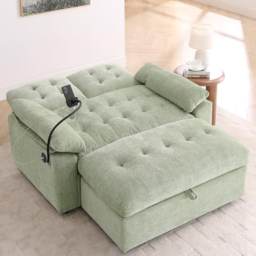 Tufted Recliner Loveseat Sofa with Storage Ottoman Sets for Living Room