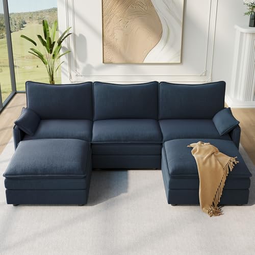 Vesgantti 101" V-Shaped Cloud Sofa Sectional, 7 Seat Corner Couch, Black