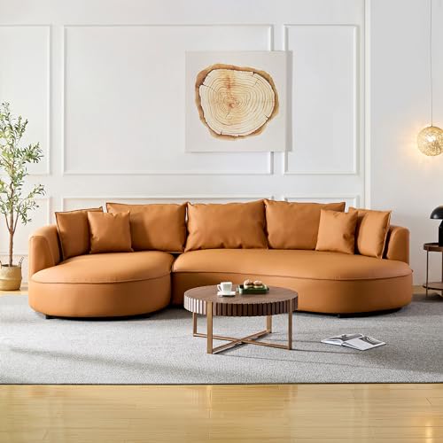125-Inch Beige Boucle Sectional Sofa, 5 Seats, Left-Facing Chaise