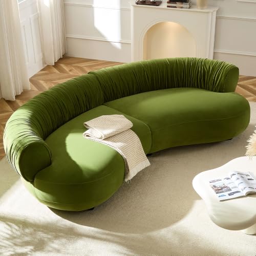 WILLIAMSPACE 66" Modern Velvet Curved Sofa Couch for Living Room, Nomad