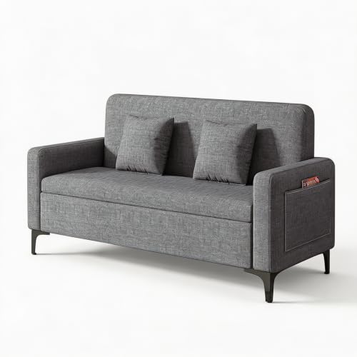 Upholstered Reception Sofa, Fabric Waiting Room Couch with Hidden Storage