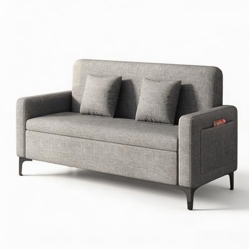 Upholstered Reception Sofa, Fabric Waiting Room Couch with Hidden Storage