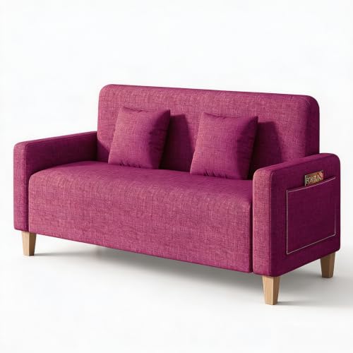 Upholstered Reception Sofa, Fabric Waiting Room Couch with Hidden Storage