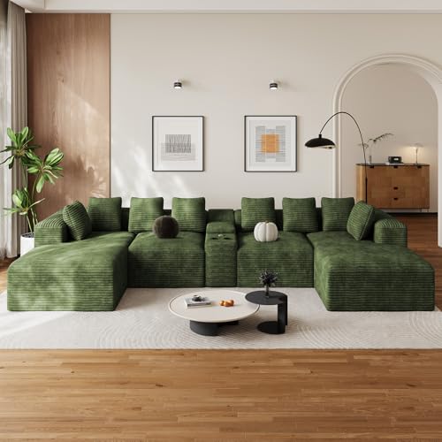 131" Oversized U-Shaped Cloud Sectional Sofa with Double Chaise, Blue