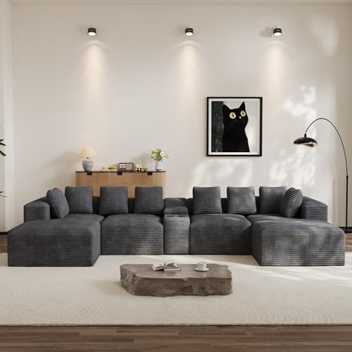 131" Oversized U-Shaped Cloud Sectional Sofa with Double Chaise, Blue