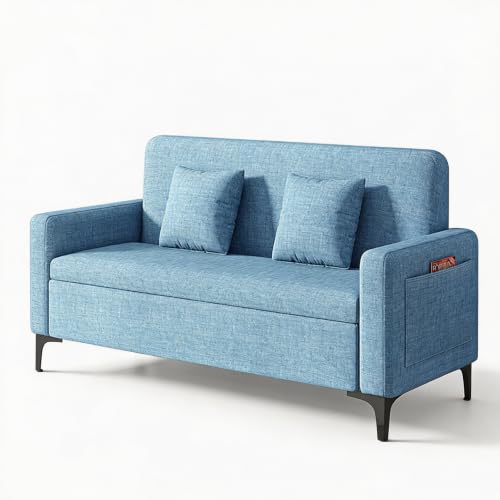 Upholstered Reception Sofa, Fabric Waiting Room Couch with Hidden Storage