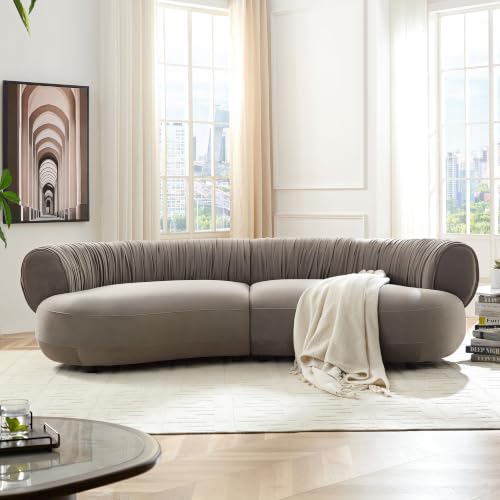 WILLIAMSPACE 66" Modern Velvet Curved Sofa Couch for Living Room, Nomad