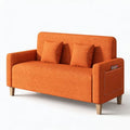 Upholstered Reception Sofa, Fabric Waiting Room Couch with Hidden Storage