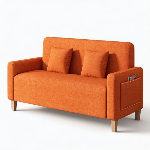 Upholstered Reception Sofa, Fabric Waiting Room Couch with Hidden Storage