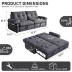 77.2" Convertible Sofa Bed, 2-in-1 Loveseat Pull Out Sleeper Couches