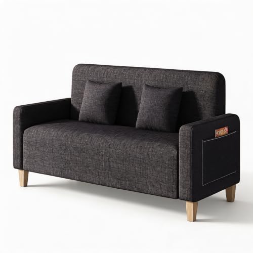 Upholstered Reception Sofa, Fabric Waiting Room Couch with Hidden Storage