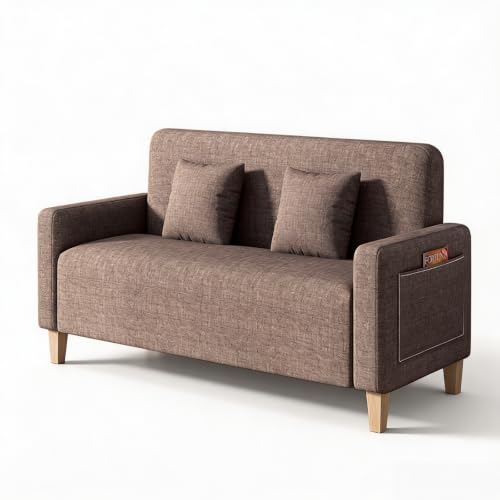 Upholstered Reception Sofa, Fabric Waiting Room Couch with Hidden Storage