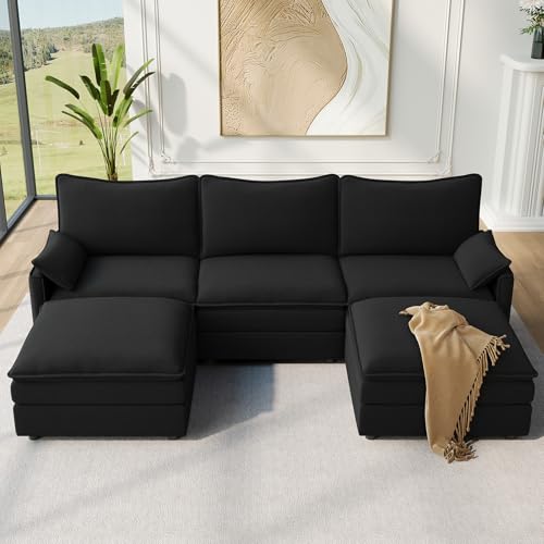 Vesgantti 101" V-Shaped Cloud Sofa Sectional, 7 Seat Corner Couch, Black