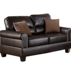 Tidyard Faux Leather 2-Piece Sofa Set with Loveseat, Contemporary Plush Couch for Living Room, Espresso Double Barrel Design, Includes Pillows