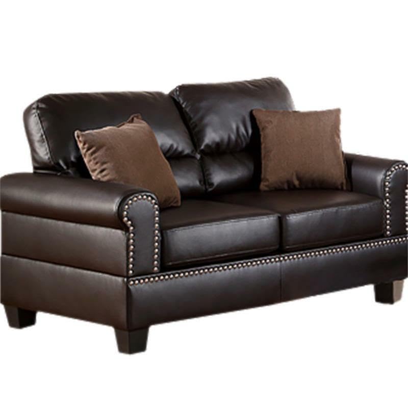 Tidyard Faux Leather 2-Piece Sofa Set with Loveseat, Contemporary Plush Couch for Living Room, Espresso Double Barrel Design, Includes Pillows