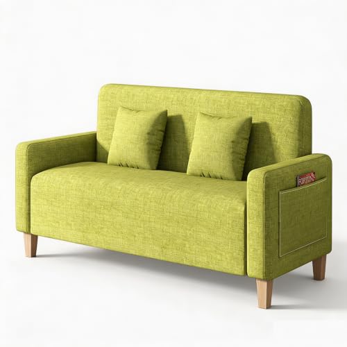 Upholstered Reception Sofa, Fabric Waiting Room Couch with Hidden Storage