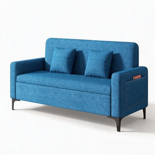 Upholstered Reception Sofa, Fabric Waiting Room Couch with Hidden Storage