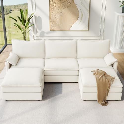 Vesgantti 101" V-Shaped Cloud Sofa Sectional, 7 Seat Corner Couch, Black