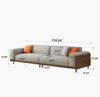 110.24" Mid-Century Modern 4-Seater Sofa, Large Couch with Solid Wood Frame & High-Density Cushions, Upholstered Living Room Sofa for Apartment & Office, Gray