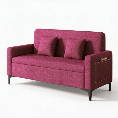 Upholstered Reception Sofa, Fabric Waiting Room Couch with Hidden Storage