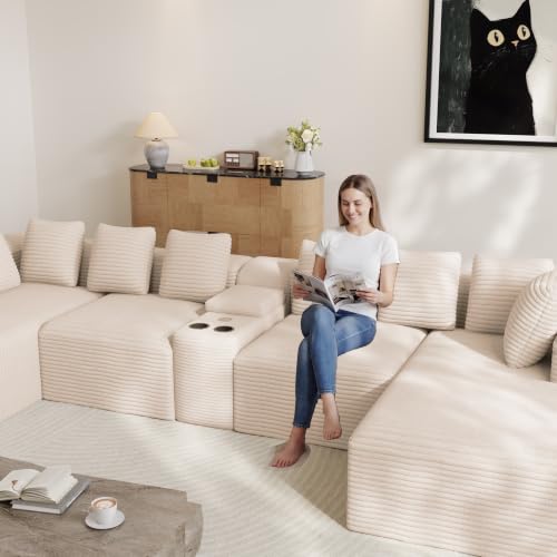131" Oversized U-Shaped Cloud Sectional Sofa with Double Chaise, Blue